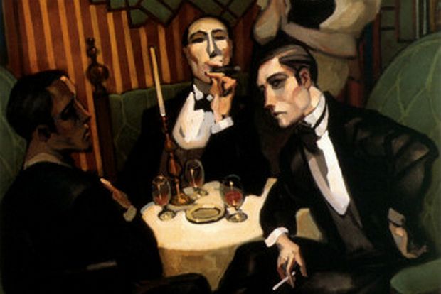 Juarez Machado, Cigar Cognac In The Salon Painting, paintings-art-picture.com